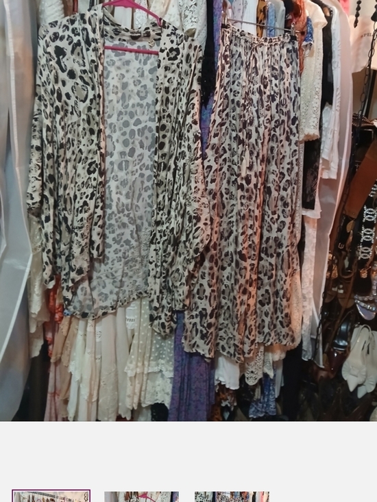 Spell Dresses & Skirts - Spell Leopard Print Two-Piece Skirt and Kimono Set - Neutral Tones
